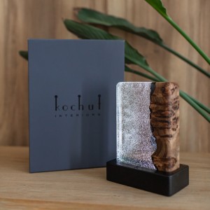  Decorative lamp «Milky Way». Rock elm, transparent epoxy resin, polyurethane 