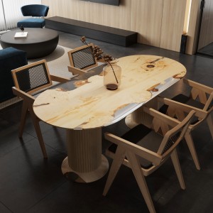 Dining table «Rhodus». Maple, transparent epoxy resin, polyurethane 