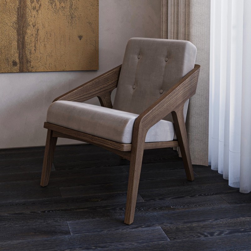 “Antei” armchair. Toned ash, natural fabric, polyurethane 