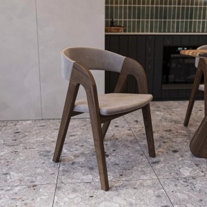 “Evr” Chair. Toned Carpathian ash, beige fabric, polyurethane lacquer