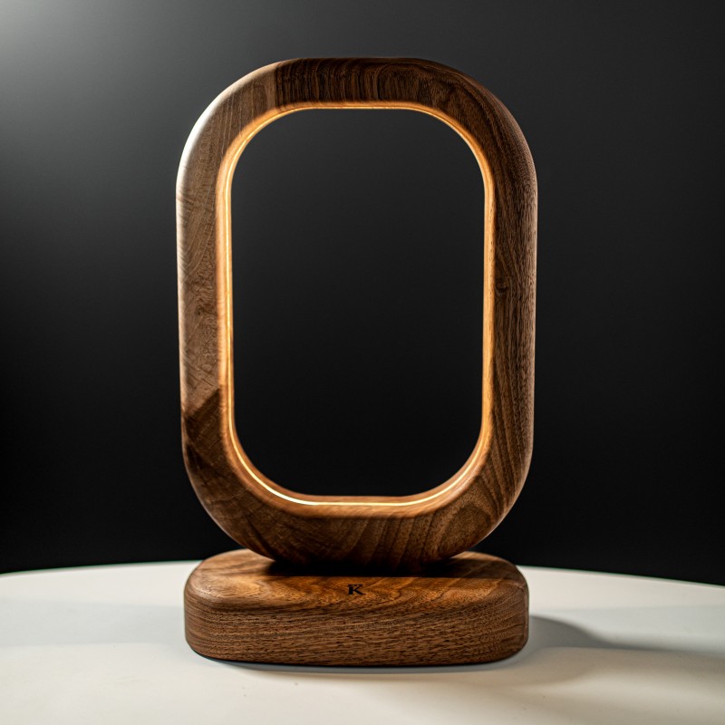 Decorative Lamp “Megalith”. European walnut, polyurethane varnish