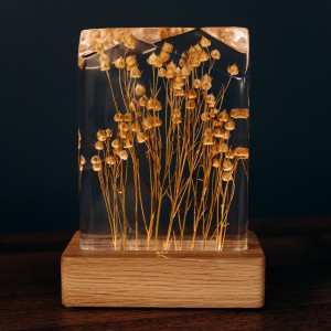 Декоративний світильник з льоном «Шепіт Світла». Натуральний дуб