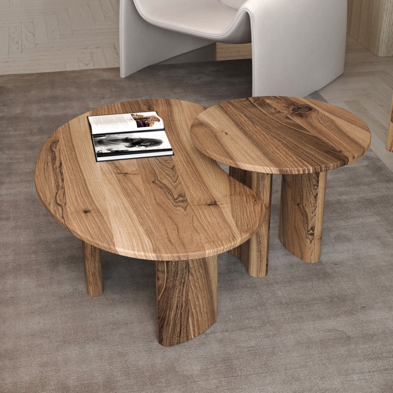 Verdano Coffee Table Set made of solid walnut, polyurethane lacquer