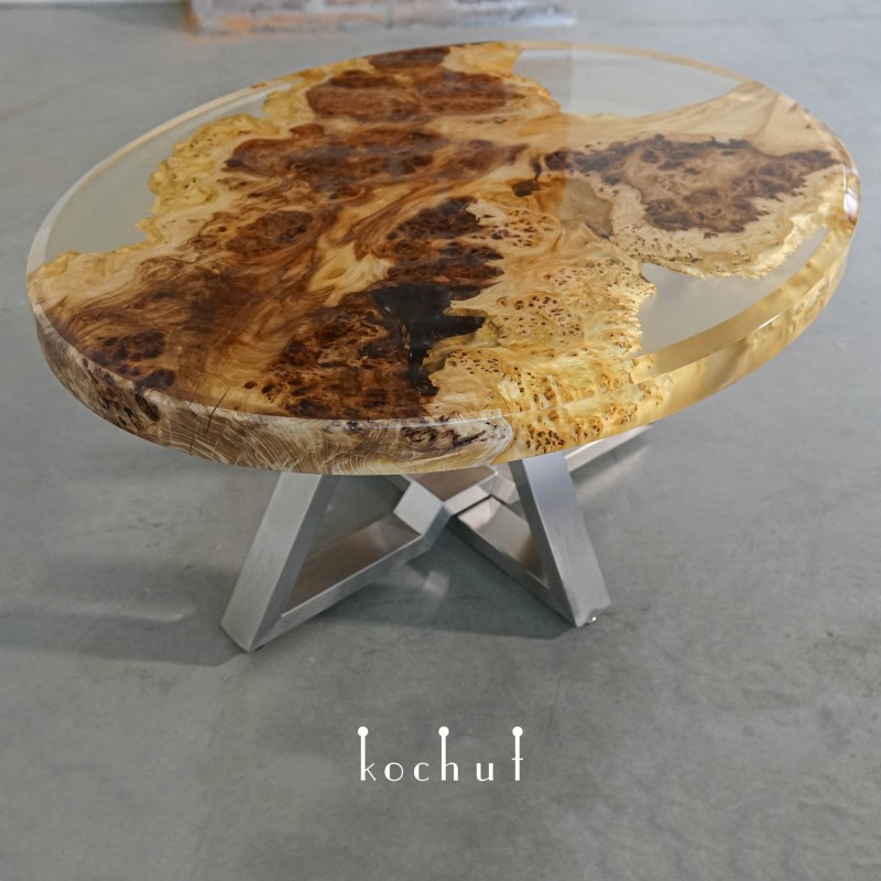 Side table «Desert tree». Elm, two-level epoxy, polyurethane
