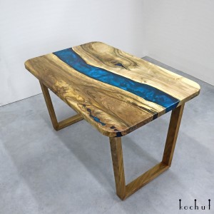  Dining table «Iolit». Walnut, epoxy resin, polyurethane (rounded angle of the tabletop)