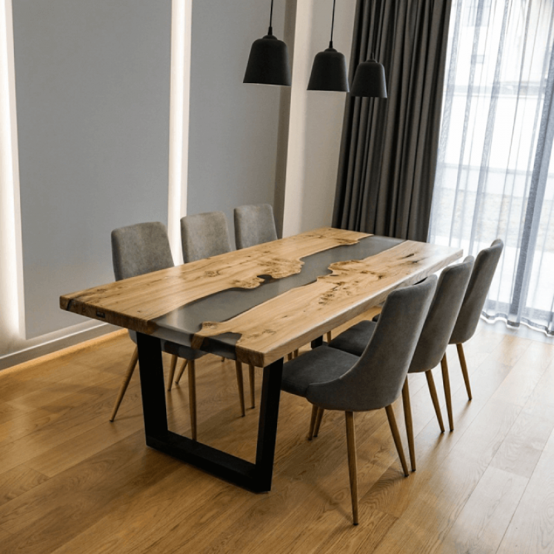 Wooden Kitchen Tables With Epoxy Resin For A Stylish Interior Uk