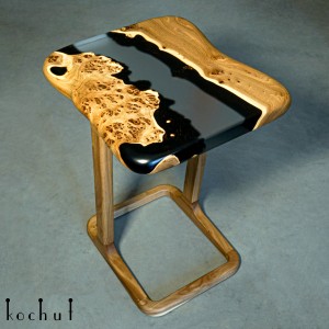 A side table "Kanso". Elm, epoxy, polyurethane