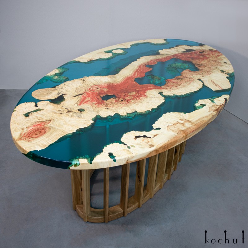Dining table "Lagoon". Maple, epoxy resin, polyurethane 
