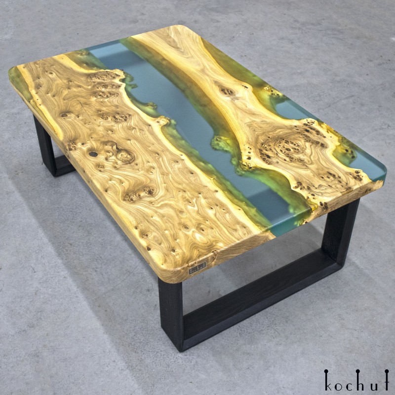 Side table «Damascus». Elm, epoxy resin, polyurethane