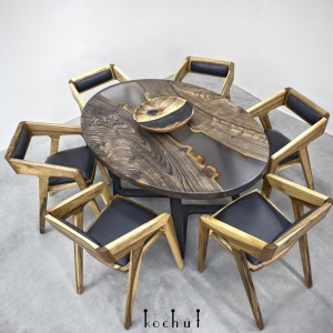 Kalindzhi — set of table and 6 chairs made of elm and epoxy resin