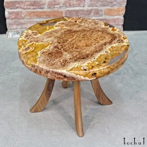 Coffee table «Honshu». Elm, transparant epoxy resin, polyurethane
