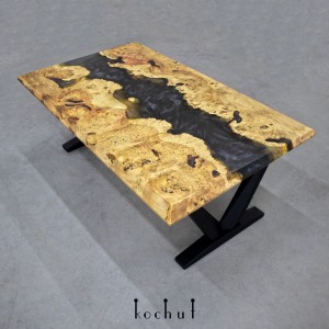 Side table «Fjord». Maple, black pearl epoxy resin, polyurethane 