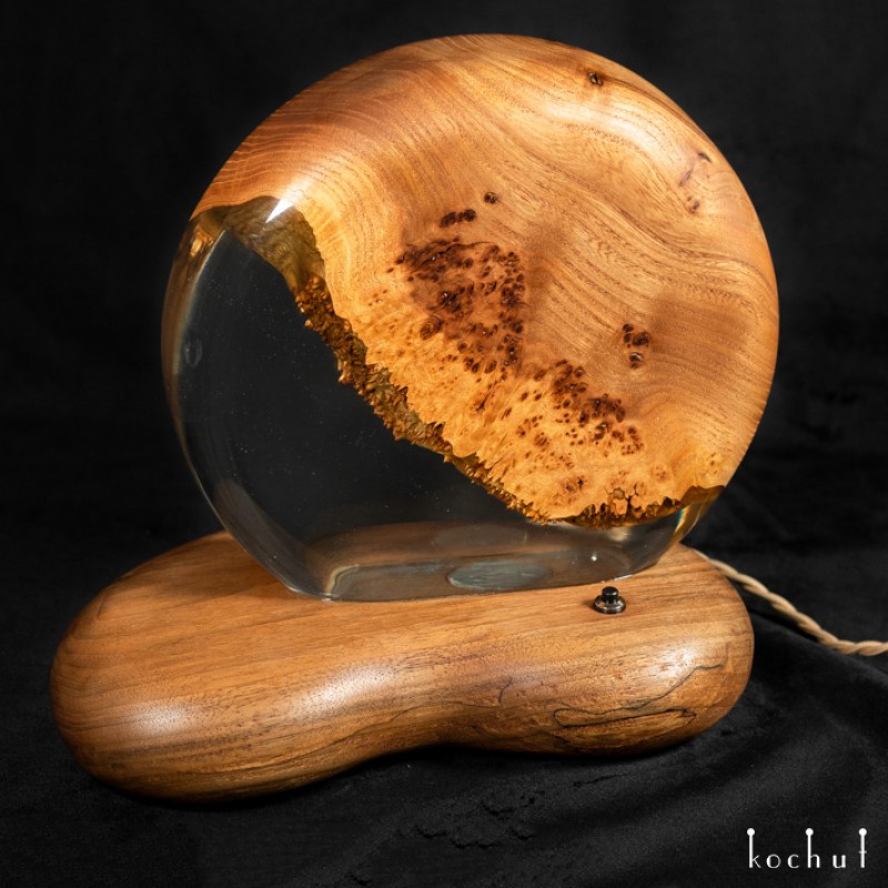 Lamp "The Dark Side of the Moon". Maple, epoxy resin, oil-wax