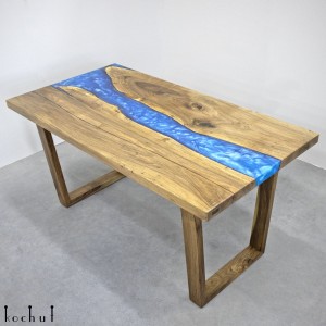 Dining table «Iolite». European walnut, epoxy resin, polyurethane (right angle of the tabletop)