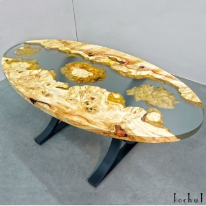 Dining table «Namibia». Maple, epoxy resin, polyurethane (oval)