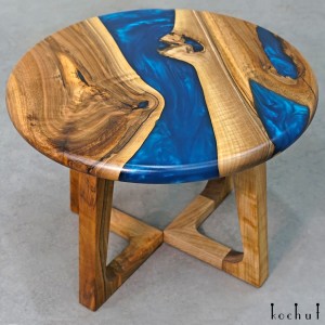 Coffee table "Sapphire". European Walnut, epoxy resin, polyurethane