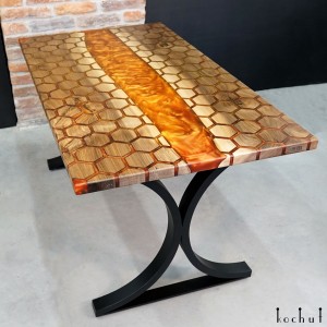 Dining table «Honeycombs». European walnut, epoxy resin, polyurethane 