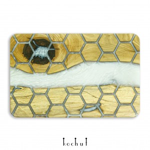 Honeycombs (Platinum) — tray made of European walnut and epoxy resin