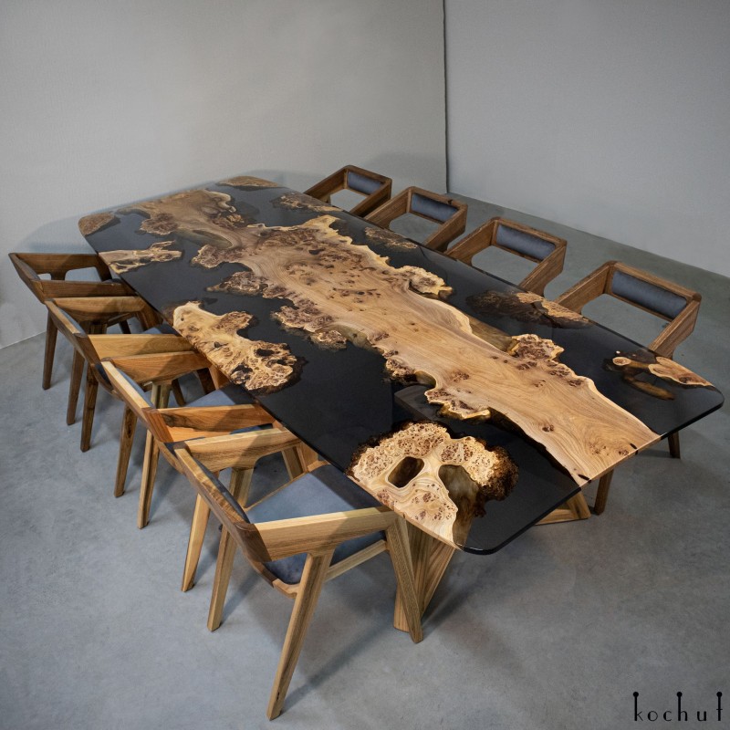 Dining table «Orion». Elm, epoxy resin, polyurethane