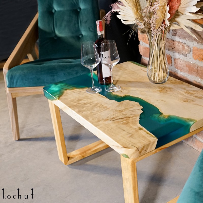  Side table «Santorini». Maple, epoxy resin, polyurethane 