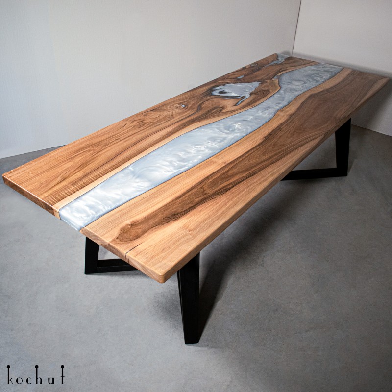 Dining table «Platinum». European walnut, epoxy resin, polyurethane