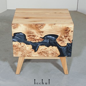 Bedside table «Yangji». Elm, epoxy resin, polyurethane