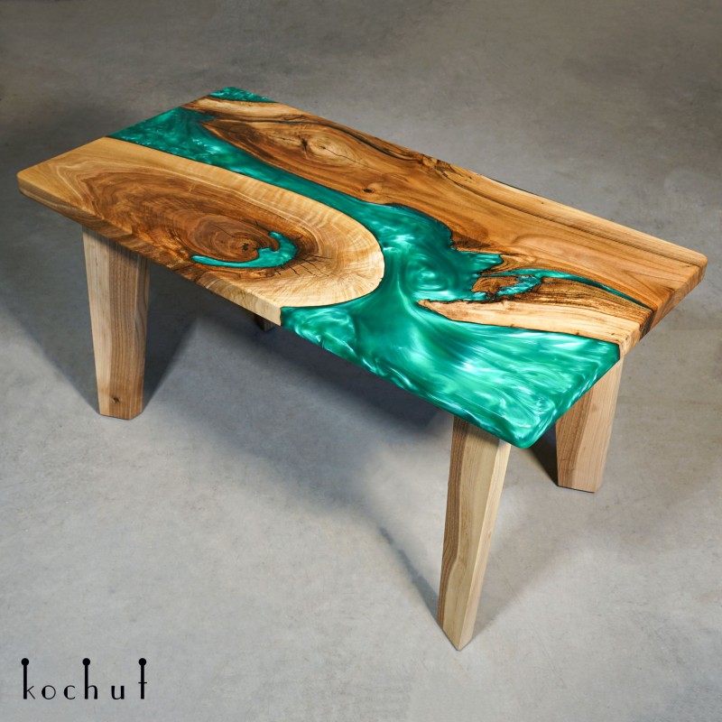Side table «Greenwich platforms». European walnut, epoxy resin, polyurethane
