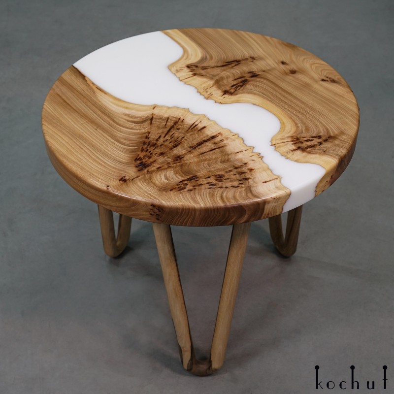  Coffee table «Snow in the desert». Elm, epoxy resin, polyurethane