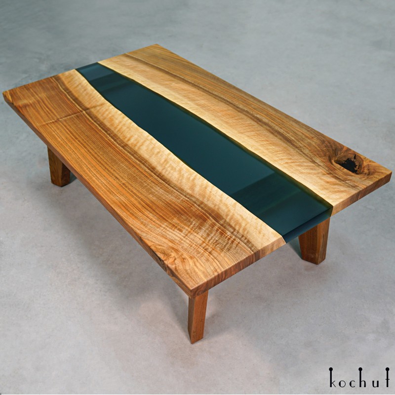 Side table «Arctic». European walnut, epoxy