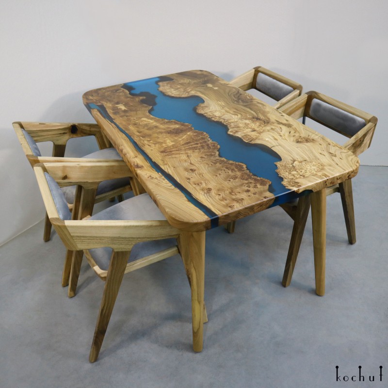 Dining table «Comino». Elm, epoxy resin, oil-wax
