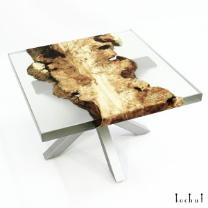Coffee table «Soulwood». California maple, transparent epoxy resin, polyurethane 