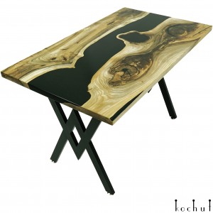 Dining table «Morpheus». European walnut, black epoxy resin, polyurethane 