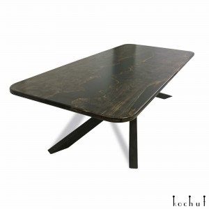 Dining table «Condor». Rock elm, black epoxy resin, polyurethane 