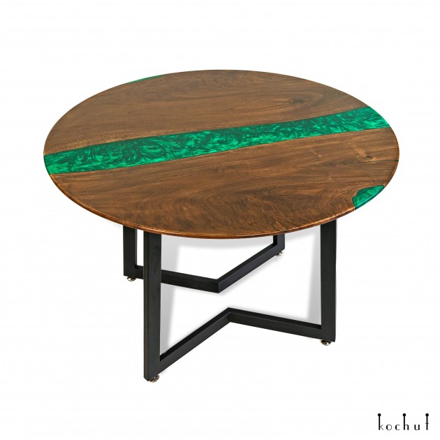 Dining table «Ceylon». Walnut tinted, green epoxy resin, polyurethane 