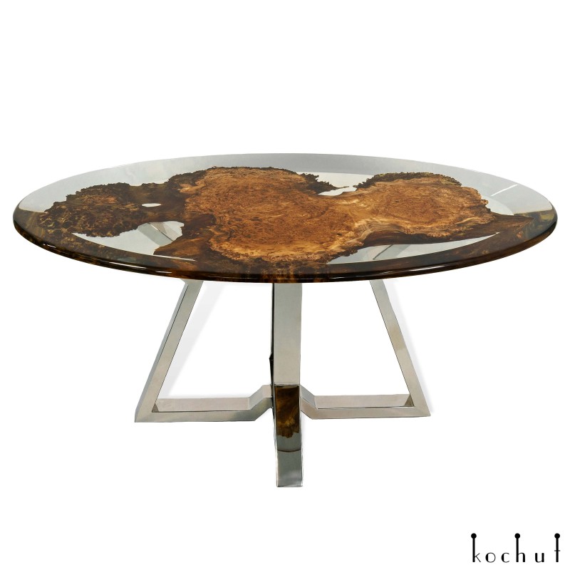 Coffee table «Diamantum». Rock elm, transparent epoxy resin