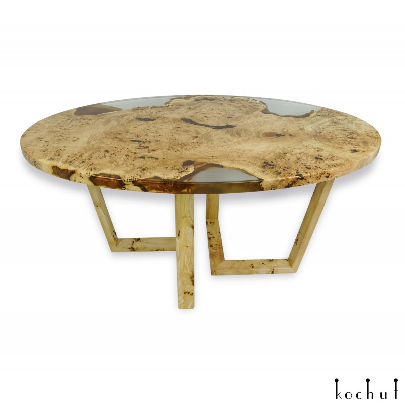 Dining table «Tanami». Poplar, transparent epoxy resin, polyurethane 