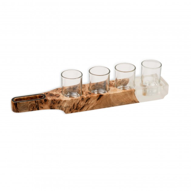 Stand for shots «Osavul. Taste of tequila». Elm, white transparent epoxy resin, polyurethane 