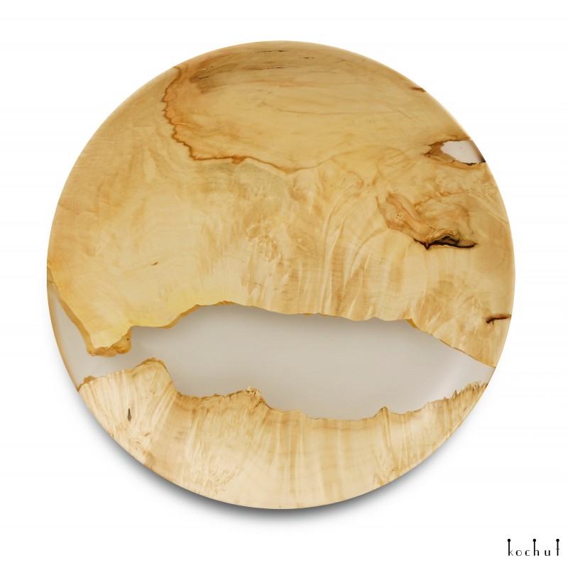 Decorative plate «Satori. Crystal». Maple, walnut, elm, transparent epoxy resin, polyurethane. Size: S