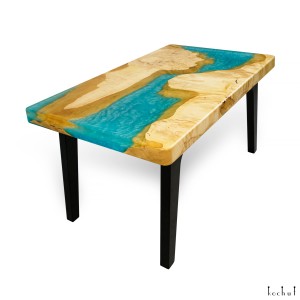 Coffee table «Larimar». California maple, blue pearl epoxy resin, polyurethane 