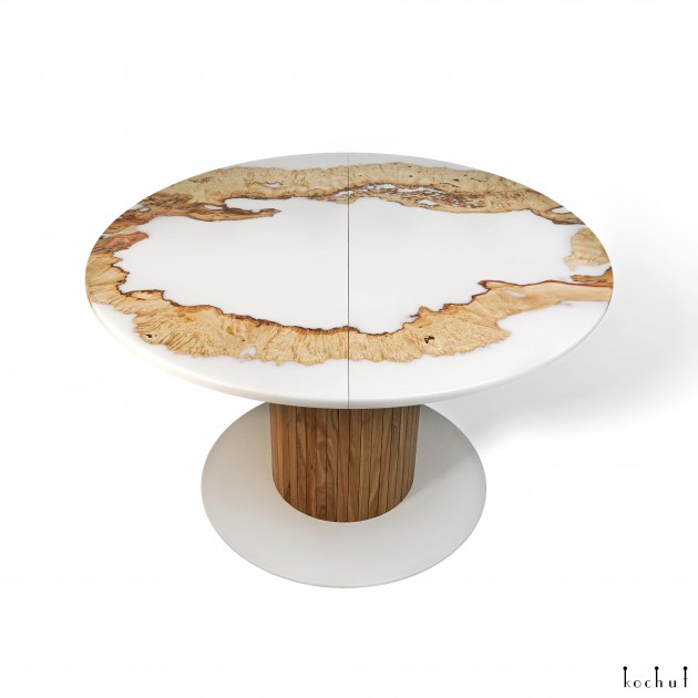 Folding dining table «Olvia». California maple, white opaque epoxy resin, polyurethane 