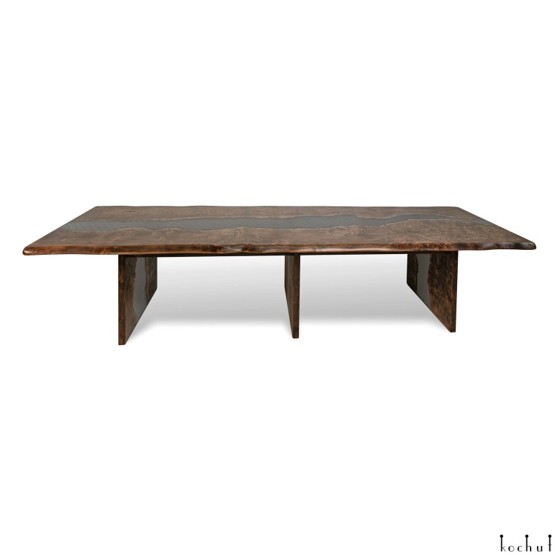 Table «Babylon». Tinted poplar, gray transparent epoxy resin, polyurethane
