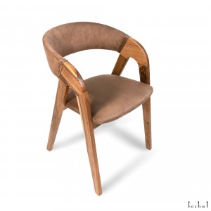 Chair «Evr». European walnut, brown fabric, polyurethane