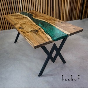 Dining Table «Greenwich». Walnut, epoxy fill, polyurethane varnish, author’s legs