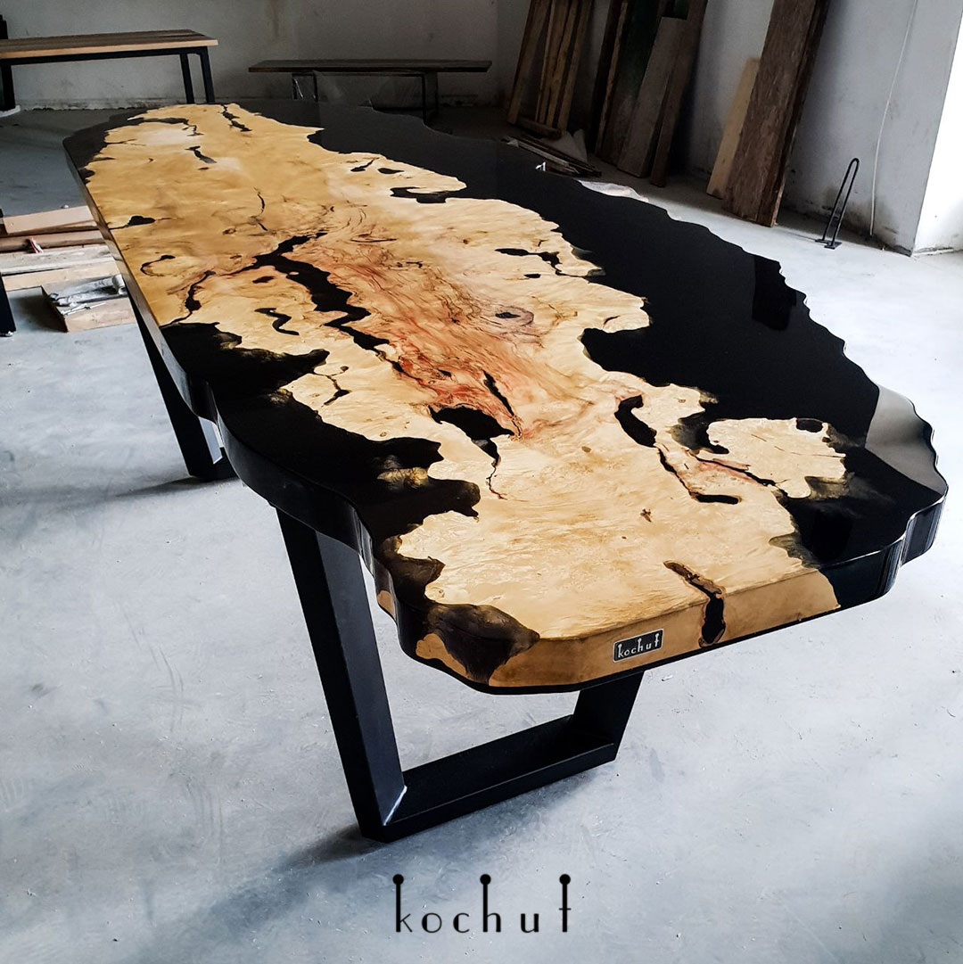 Black epoxy resin river table